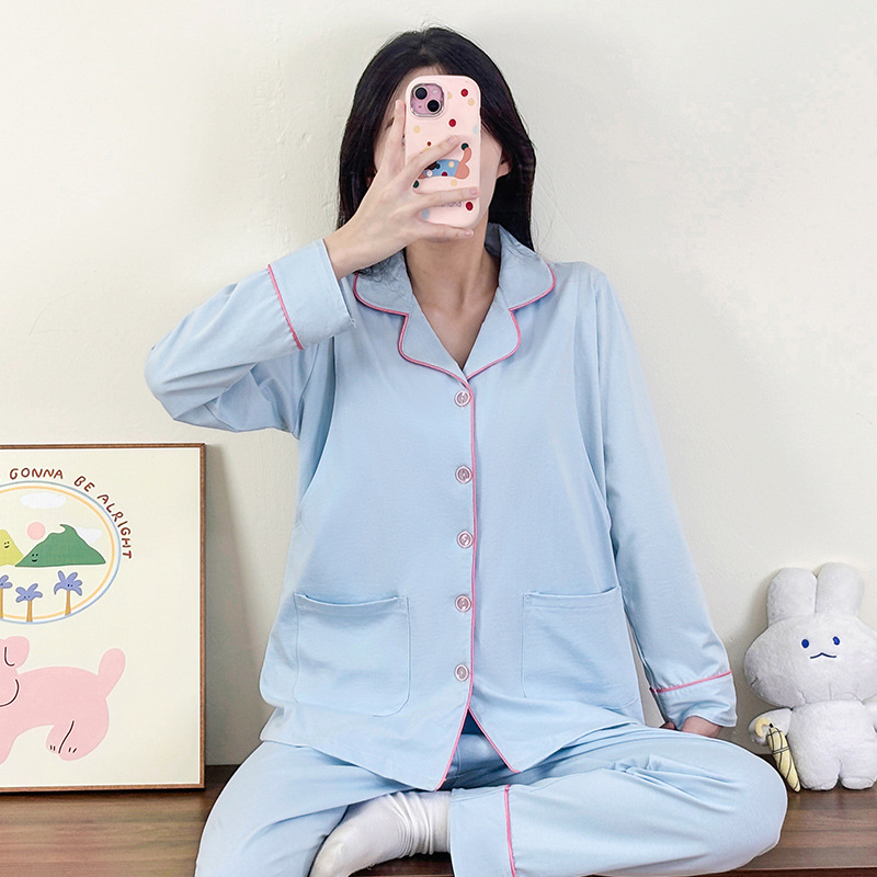 A형 신상 면 산후복 느슨한 순면 수유복 여성 봄 여름 옷 산후 수유복 임산부 정장