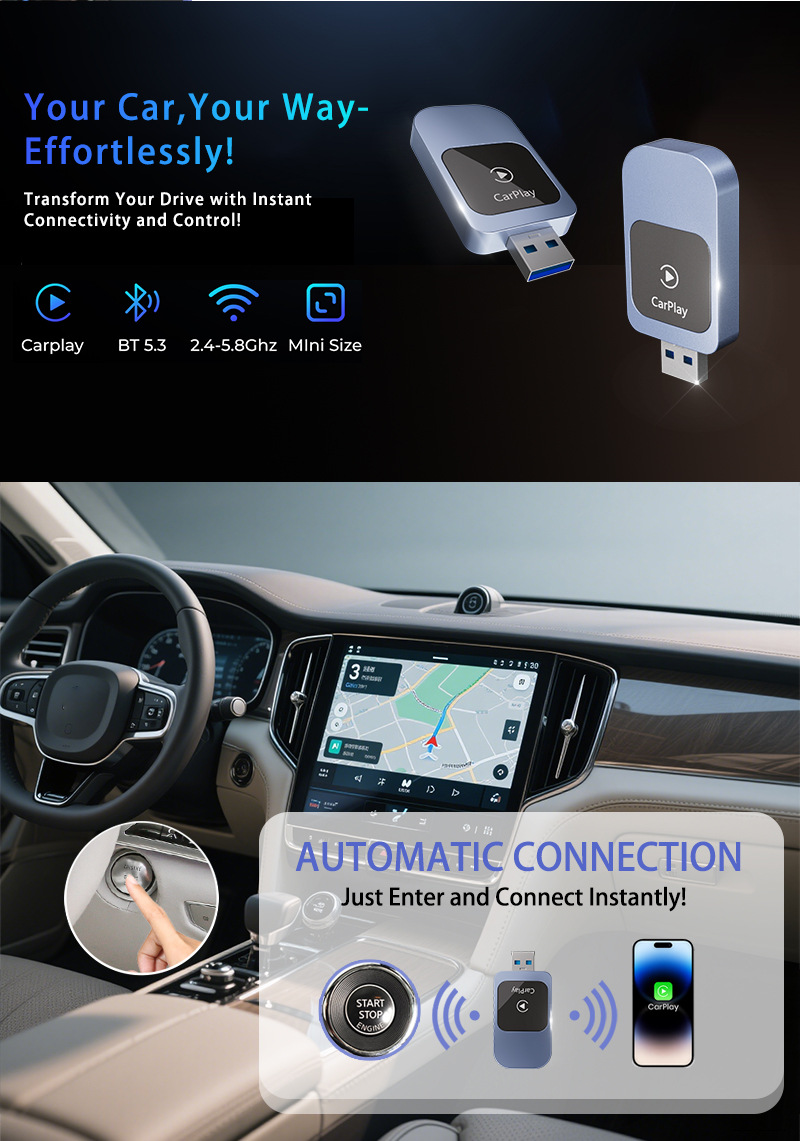 Cross-Border Wireless Carplay Box Upgrade Android Smart Car-Machine Interconnection Module Car Carplay Printed Logo