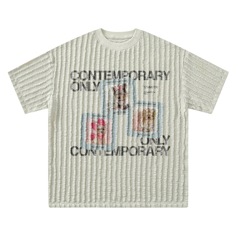 Yipinjia Retro Vintage Photo Printed T-Shirt for Men and Women American Lazy Style Loose Casual Textured Short Sleeves