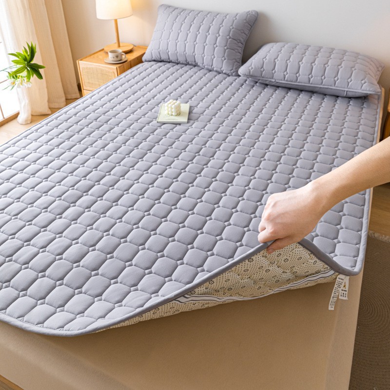 A类纯色水洗棉夹棉床垫家用床罩透气防滑软垫榻榻米薄款保护床褥