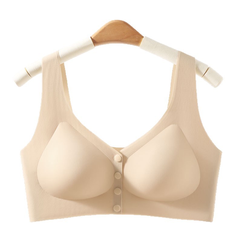 前开扣中老年文胸女士无痕舒适无钢圈聚拢收副乳防下垂妈妈内衣|undefined
