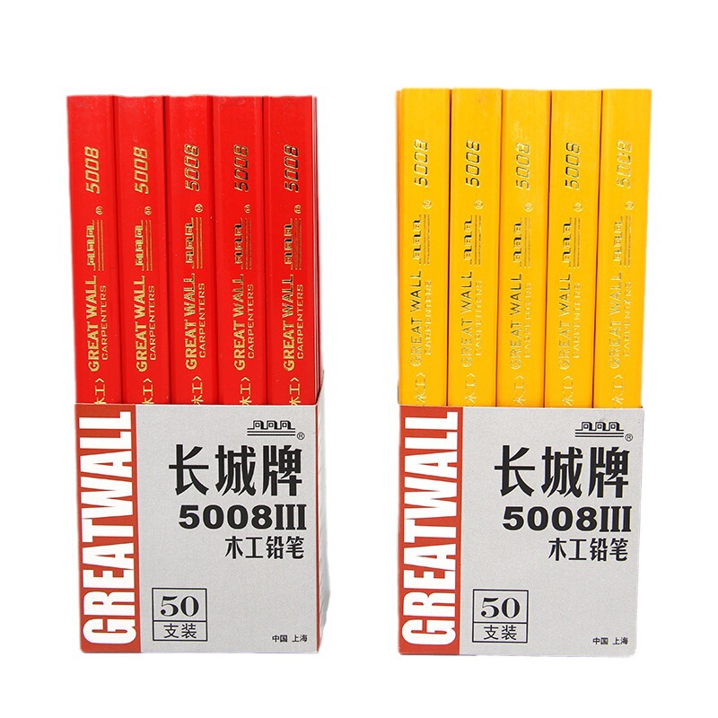 Genuine Great Wall Brand Carpentry Special Pencil 5008 Octagonal Flat Thick Black Core Red Refill Engineering Pen Marking Tool