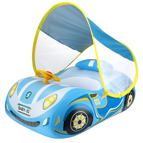 swimbobo new inflatable car seat children's sports car swimming ring with sun protection awning horn seat