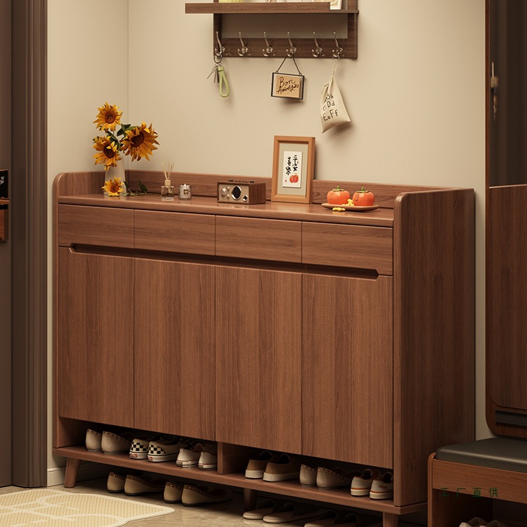 Shoe Cabinet for Home Entrance, New 2025 Popular Model, Indoor New Chinese Style Entryway Cabinet, Integrated Wall-Mounted Solid Wood Shoe Rack