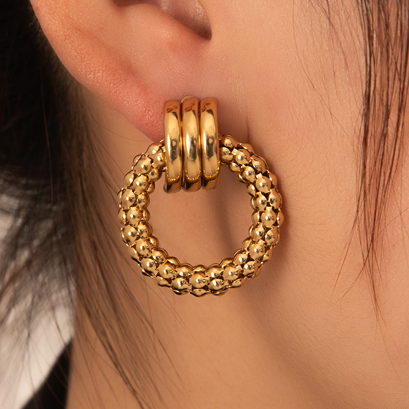 1 Pair Vintage Style Geometric Plating Titanium Steel Ear Studs display picture 5