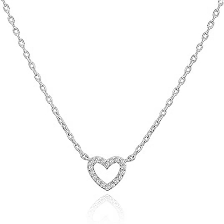 Heart Shape Pattern Women'S Gender Sweet Heart Shape Copper Inlay Rhinestones Necklace