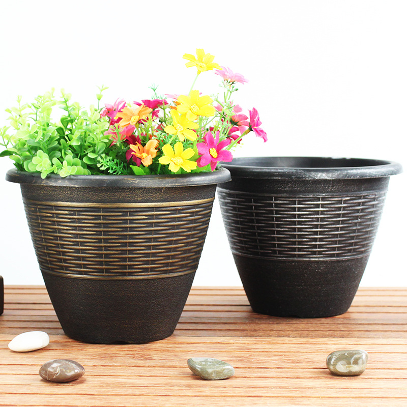 Macetas de Plástico Imitación Ratán para Uso Doméstico, para Plantar Flores y Plantas Verdes, Macetas de Resina Retro Transpirables image 5