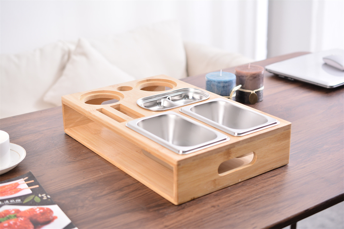 Caja de snack de sofá de madera maciza transfronteriza caja de cerveza de madera bandeja de almacenamiento de control remoto de escritorio soporte caja de almacenamiento de snack