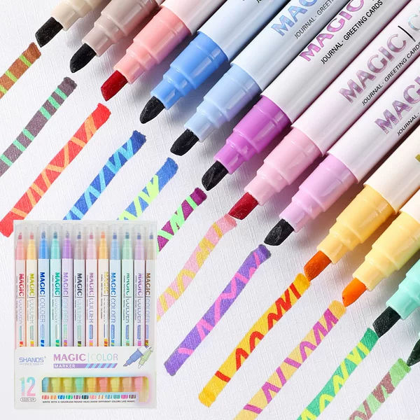 Popular Double-Ended Color-Changing Magic Marker Pen for Students to Protect Their Eyes and Take Notes Special Highlighter Art Painting Watercolor Pen