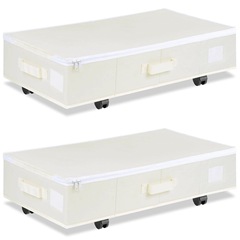 Amazon 車輪付きベッド下収納ボックス カバー付き 防塵 衣類 おもちゃ キルト シーツ 収納ボックス 靴収納ボックス