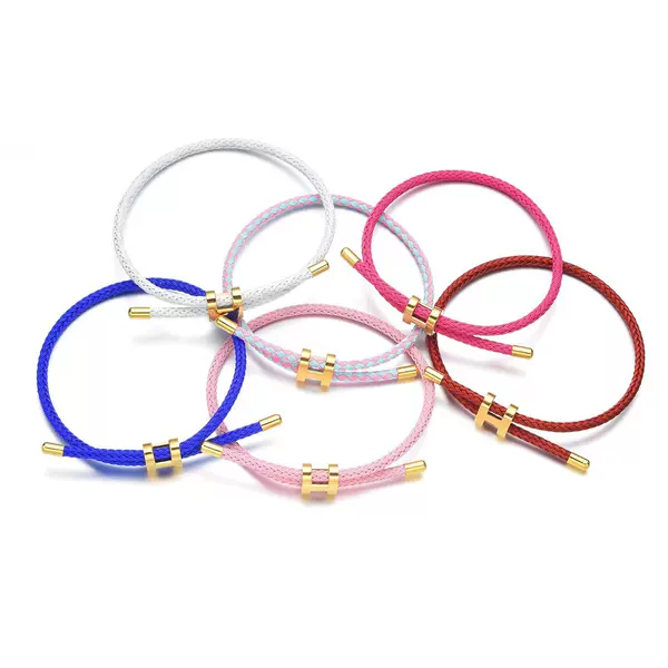 Vacuum Electroplated Stainless Steel I-sHaped Buckle Hand Rope Adjustable H Steel Wire Bracelet Waterproof Bracelet Factory Direct