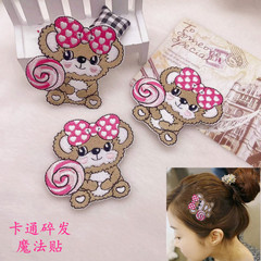 寶藏一號卡通小熊可愛劉海貼發卡髮飾碎發神器魔法貼刺繡劉海貼