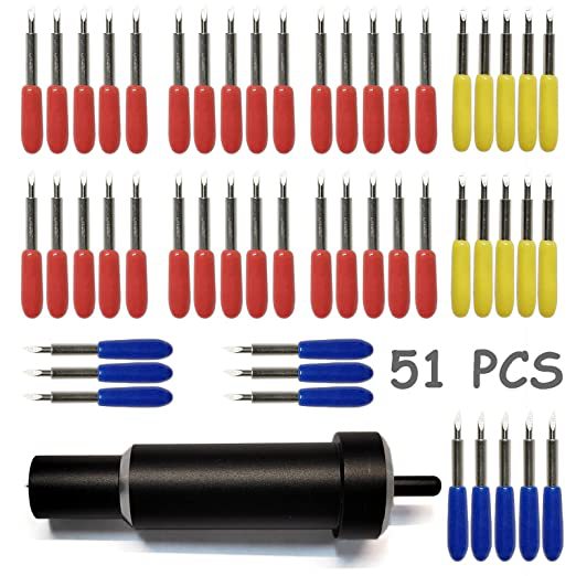 51 件细尖刀片带外壳的深切刀片套装  刻字机切割机刀座外壳