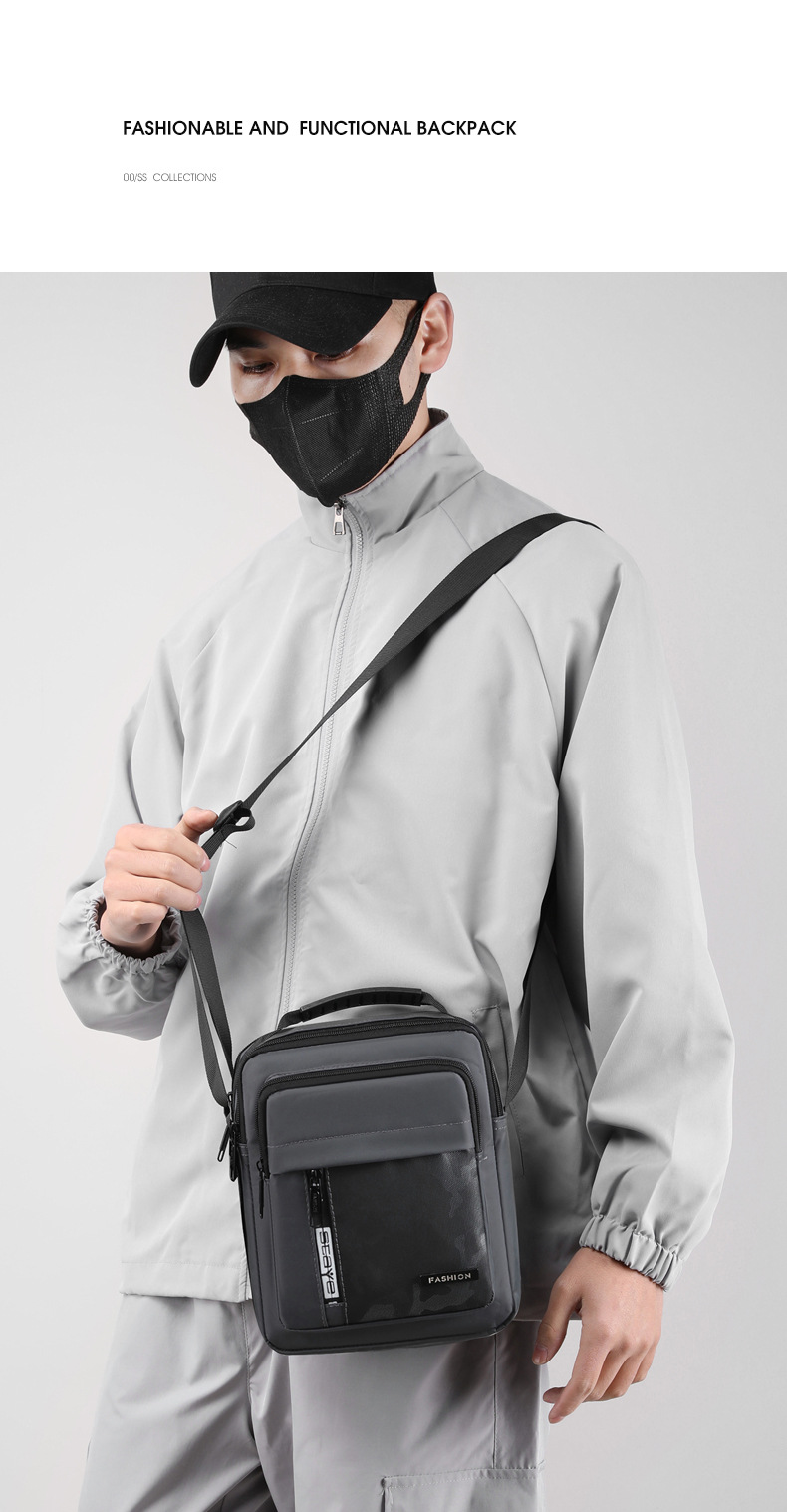 Men's trendy and simple single-shoulder bag, nylon waterproof casual crossbody bag, cash register outdoor travel bag factory direct sales undefined