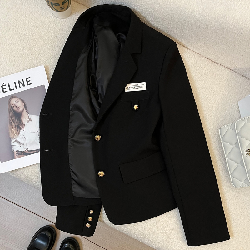 2025 Spring and Autumn New Khaki Short Blazer Women's Small Design College Style Commuting Western