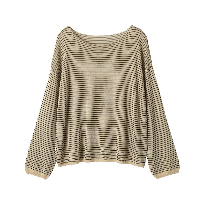 Bsk&Traf Women's Clothing 2026 Summer New Fashion Long-Sleeved Thin Striped Thin Hollow-Out Knitwear 3653007 Bsk&Traf Women's Clothing 2026 Summer New Fashion Long-Sleeved Thin Striped Thin Hollow-Out Knitwear 3653007