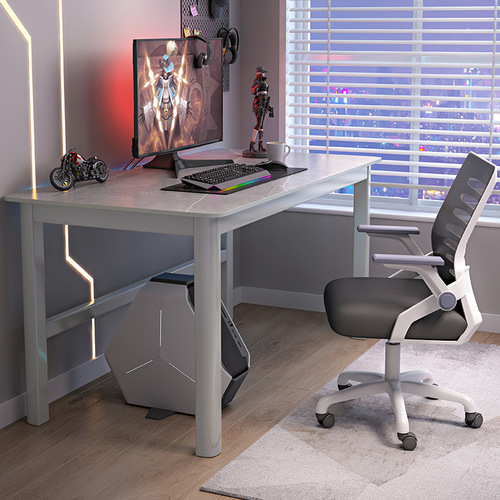 Computer desk, desktop, home, bedroom, gaming table, e-sports desk and chair set, minimalist light luxury rock slab color office desk