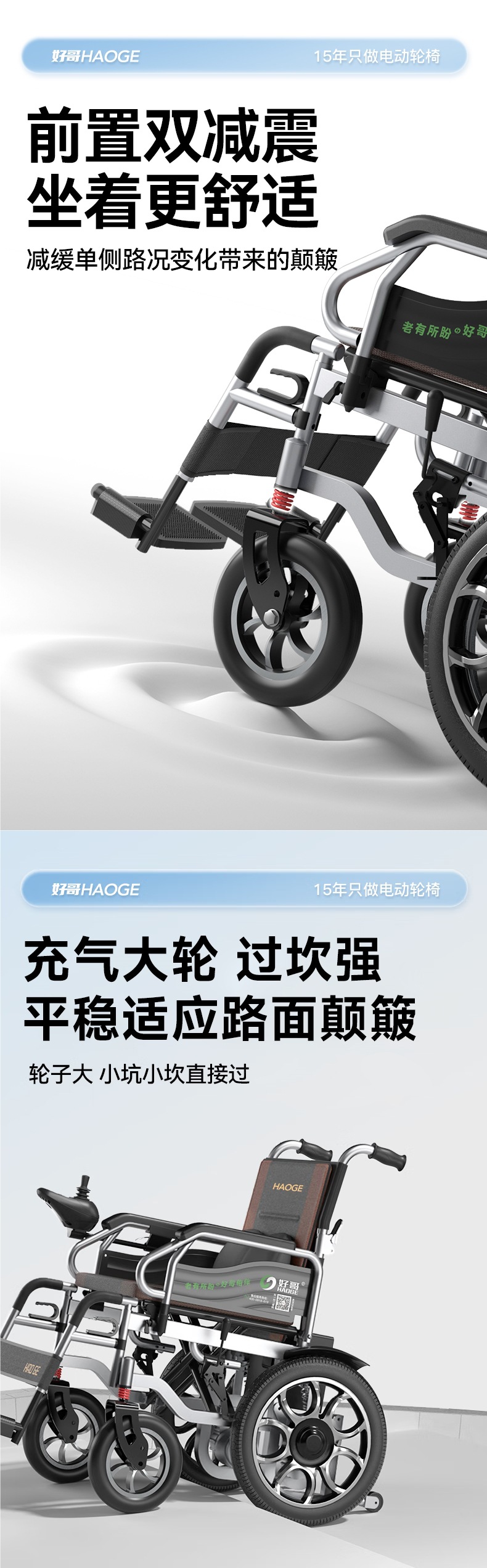 Haoge Electric Wheelchair Intelligent Fully Automatic Portable Folding Lightweight Elderly Scooter for the Elderly and Disabled