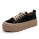 Black Platform Canvas Shoes Women's Spring 2025 New All-match Round Head Cyber Celebrous Hot Style Platform Elevated Casual Sneakers