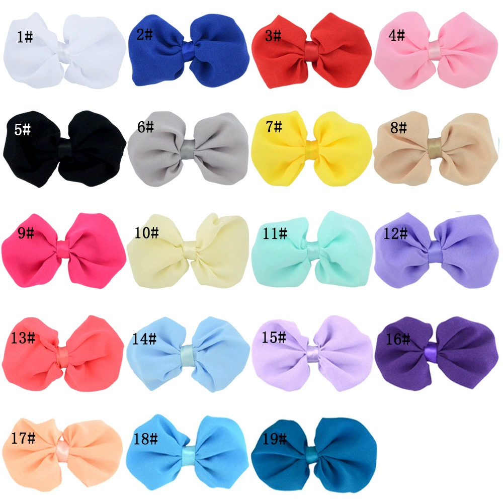 Children's hair accessory, shiffon bow tie with bow, hairgrip, wholesale, 19 colors