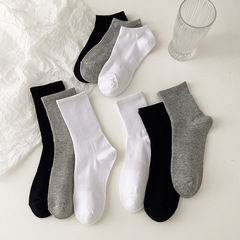 Black Socks Women Mid-Calf Socks Solid Color Instagram Trendy White Long Socks Cotton Spring Summer Thin Men's Socks Wholesale