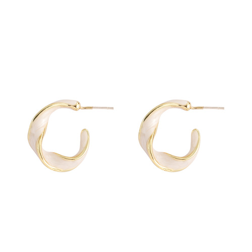 Arc gold-plated women's earrings, small fresh and simple s925 silver needle earrings, French retro