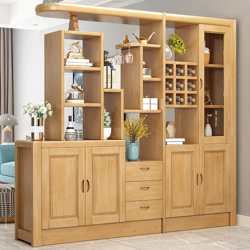 Chinese style solid wood hall cabinet, simple modern multi-specification wine cabinet, living room storage cabinet, functional partition entrance cabinet wholesale