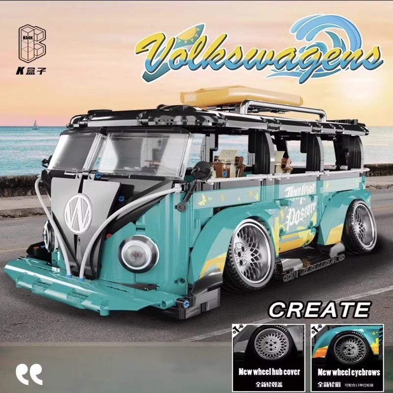 K box 10510 low lying posture 1: 10 Volkswagen T1 high difficulty mosaic technology mechanical building blocks toy model