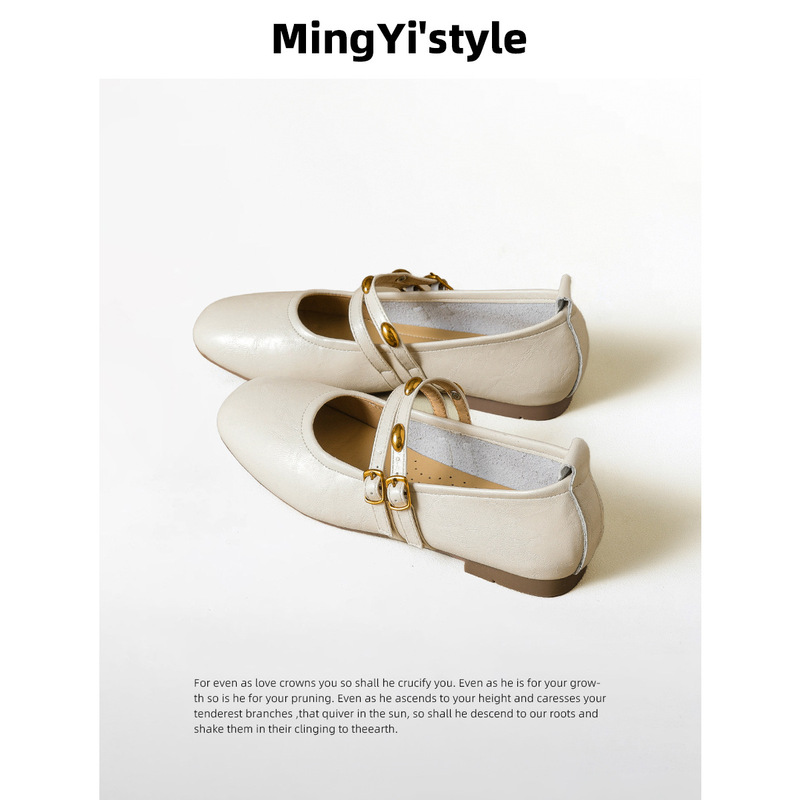 Sheepskin Version with Pleated Texture, Retro Style Ballet Mary Jane Leather Shoes for Women, New Autumn Model with Soft Sole and Shallow Mouth Sheepskin Version with Pleated Texture, Retro Style Ballet Mary Jane Leather Shoes for Women, New Autumn Model with Soft Sole and Shallow Mouth