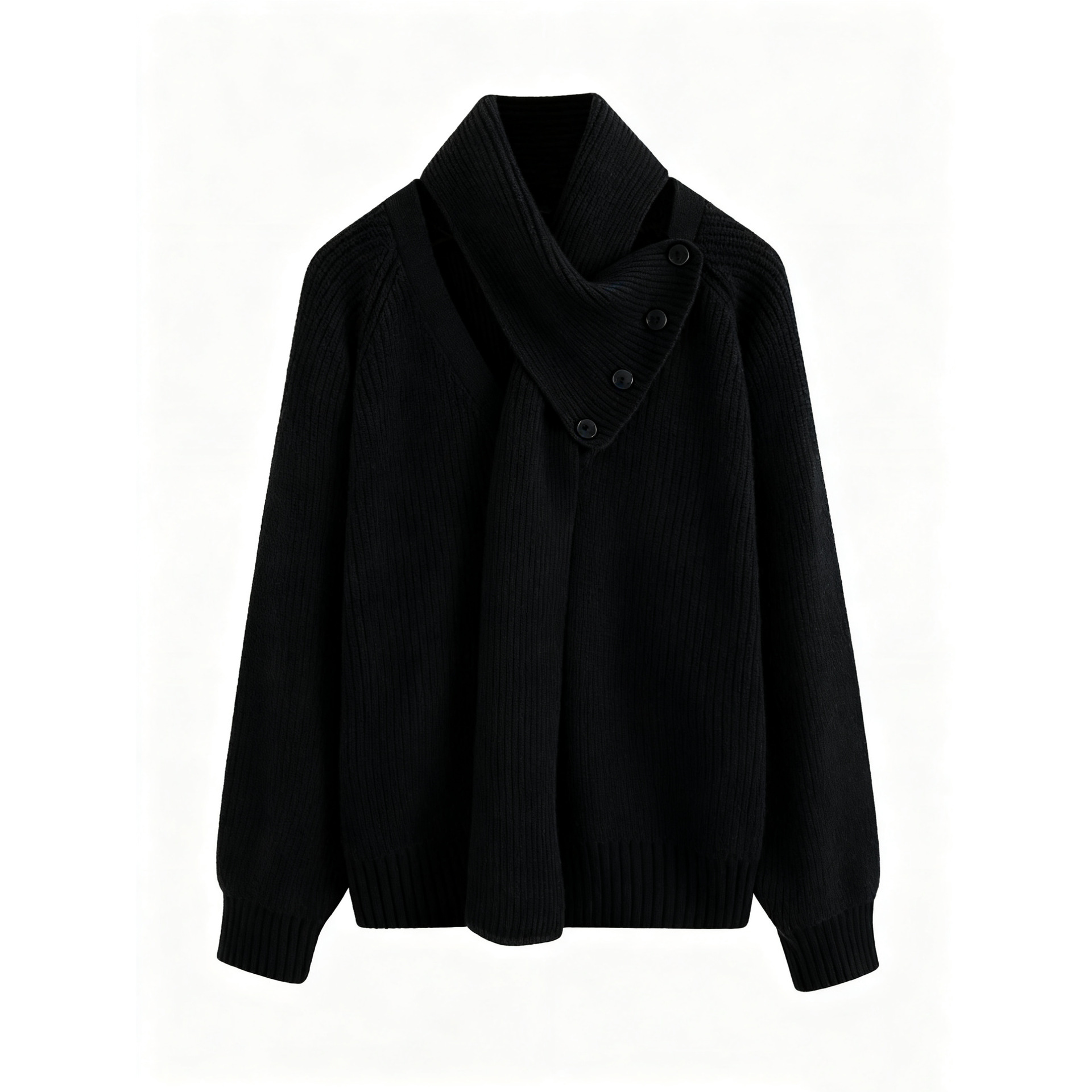 Explosiones transfronterizas de tamaño grande turban desmontable camisa de punto suéter masculino botón de sentido superior otoño invierno fábrica al por mayor