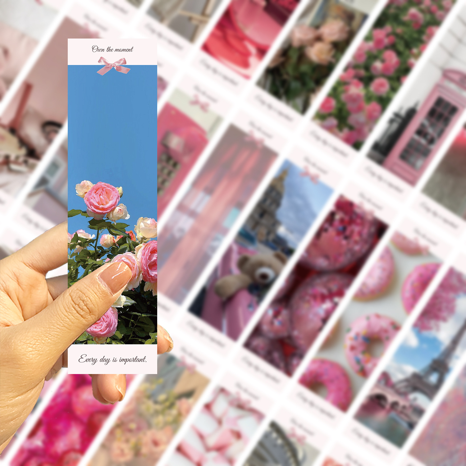 65g Weight Bookmark Stationery Type 30 Sheets Per Bag Quantity Learning Occasion White cardboard Material Heart Shape, Flower Pattern Korean Style Style Pink Color 30 Sheets Per Bag Heart Shape Flower Learning White Cardboard Korean Style Bookmark 7