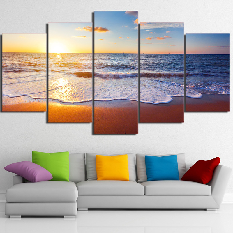 Modern Minimalist Wulian Beach Sunrise Landscape Spray Painting Creative Sofa Background Wall Decorative Painting Hanging Painting Oil Painting