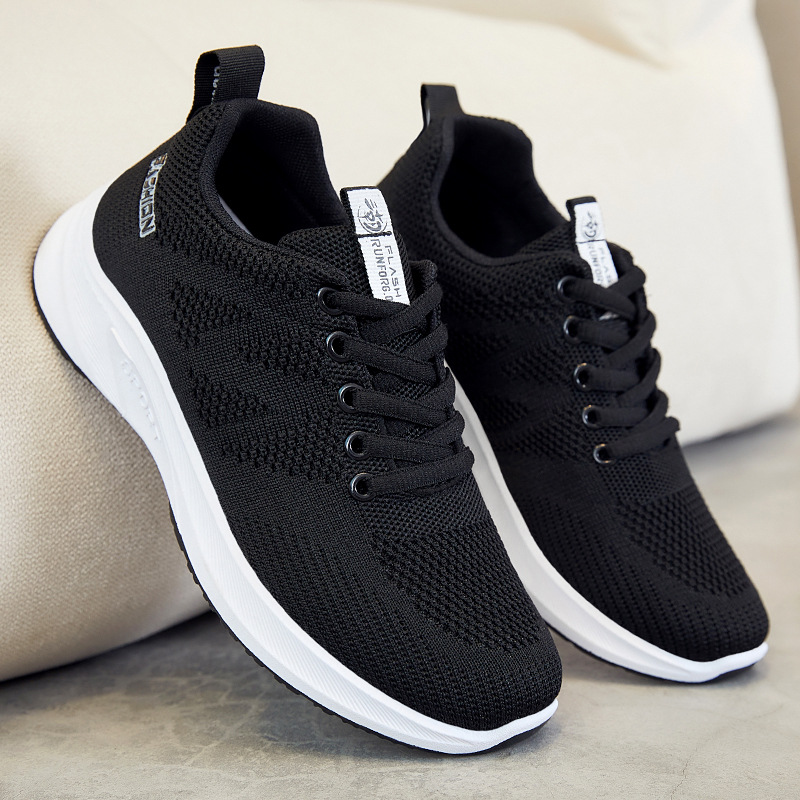 Zapatos para mujer 2025, zapatos para correr de malla tejida con mosca transpirables de verano para mujer, zapatos deportivos informales de suela blanda para mujer, cómodos y versátiles