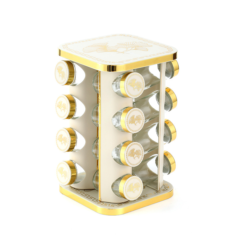 Latas de condimentos, estantes de almacenamiento, condimentos de parrilla, botellas de condimentos de cocina, pimienta, botellas de condimentos de sal refinada