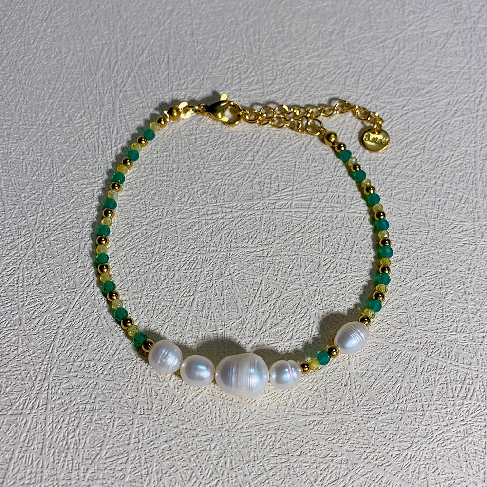 304 Stainless Steel, Stainless Steel, Crystal, Freshwater Pearl Material Geometric Pattern Women'S Gender PVD Coated Geometric 304 Stainless Steel Stainless Steel Crystal INS Style Waterproof Non Tarnish Bracelets Necklace