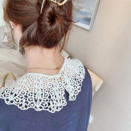[Xinfang] [Pea beads lace fake collar] Korean style hollow kapok silk shawl summer sun protection versatile fake collar