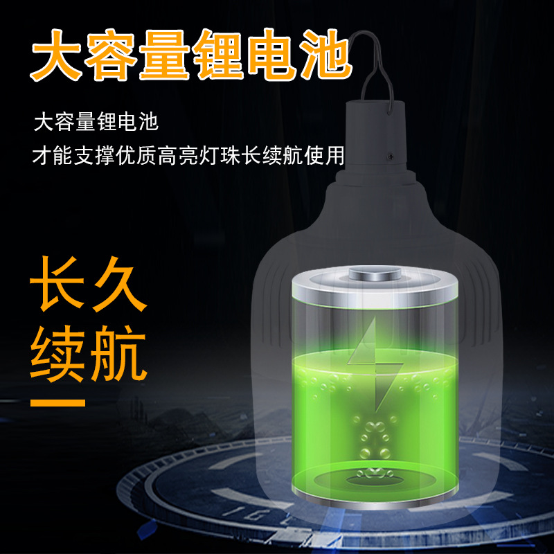 Venta al por mayor de fábrica LED de carga Super brillante bombilla de Emergencia Móvil Mercado nocturno puesto de iluminación ahorro de energía al aire libre Luz de camping