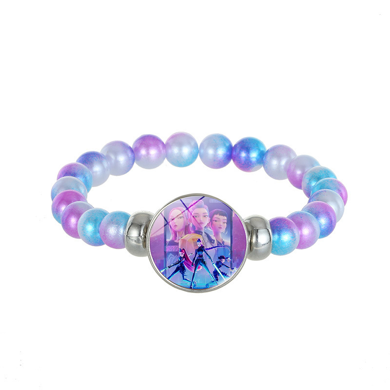 Cross-Border Hot Product K-Pop Demon Slayer Girl Group Trio Demon Hunter Beaded Bracelet Bracelet Universal Fan Peripherals