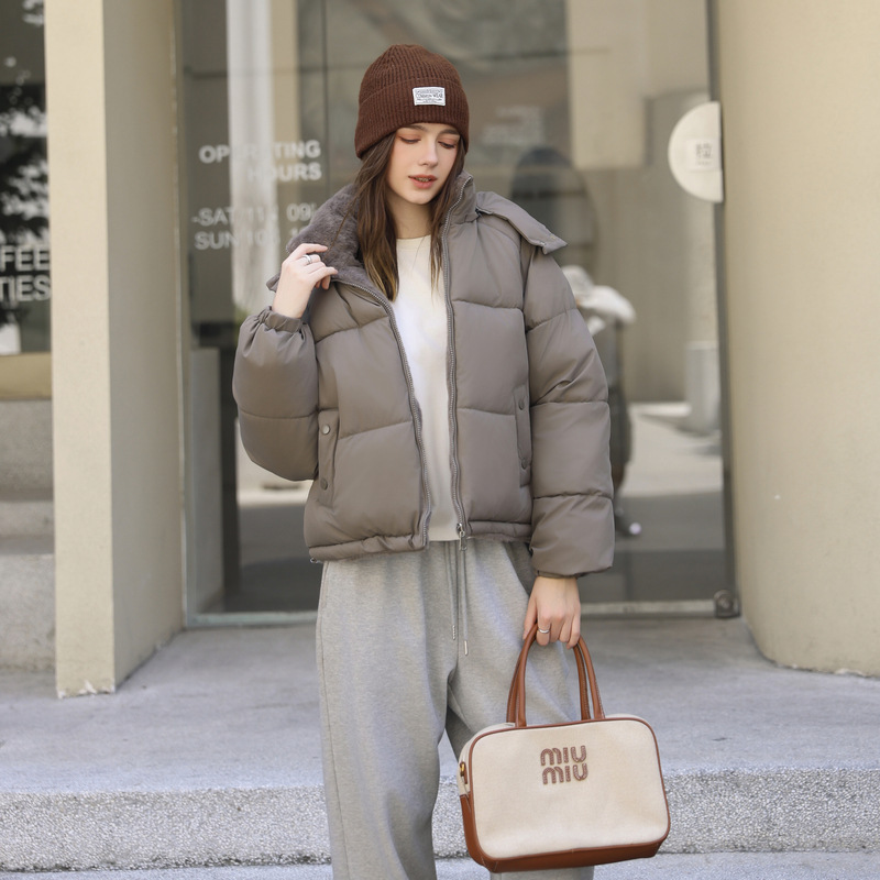外贸跨境2025欧洲站棉衣棉服连帽棉袄洋气简约高级感女面包服外套|undefined