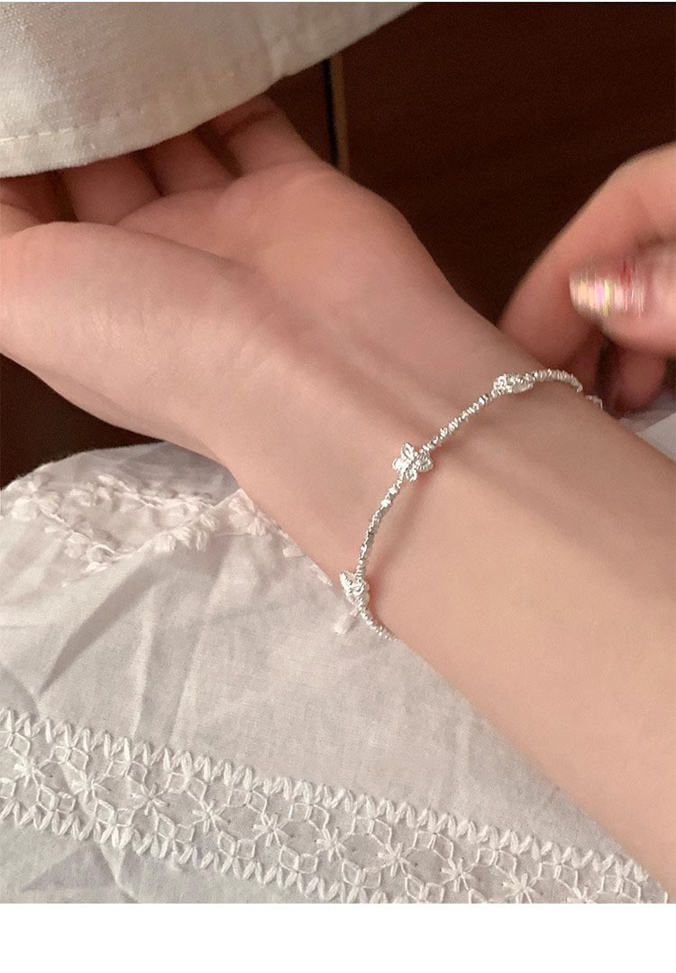 7g Weight Bracelets Classification 925 sterling silver Chain Material 1 Piece Quantity Daily Occasion 925 Sterling Silver Material Butterfly Pattern Women's Gender Beaded, Polishing Design Sweet, IG Style Style 925 Sterling Silver Bracelets Sweet IG Style 7