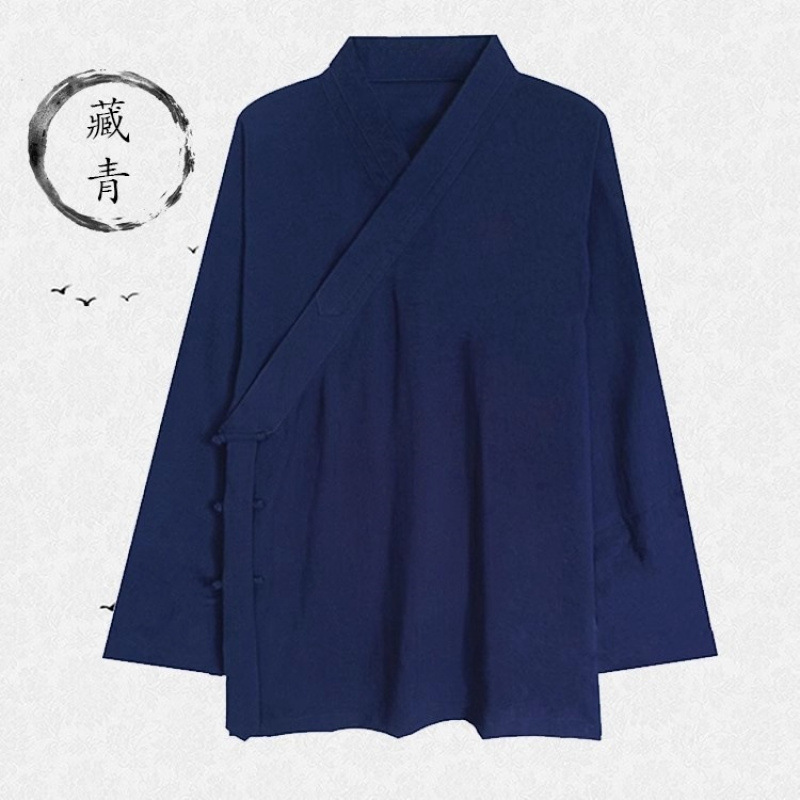 武当道服斜襟三清领道袍男女款春夏季道士服装短袍居士服道家服装