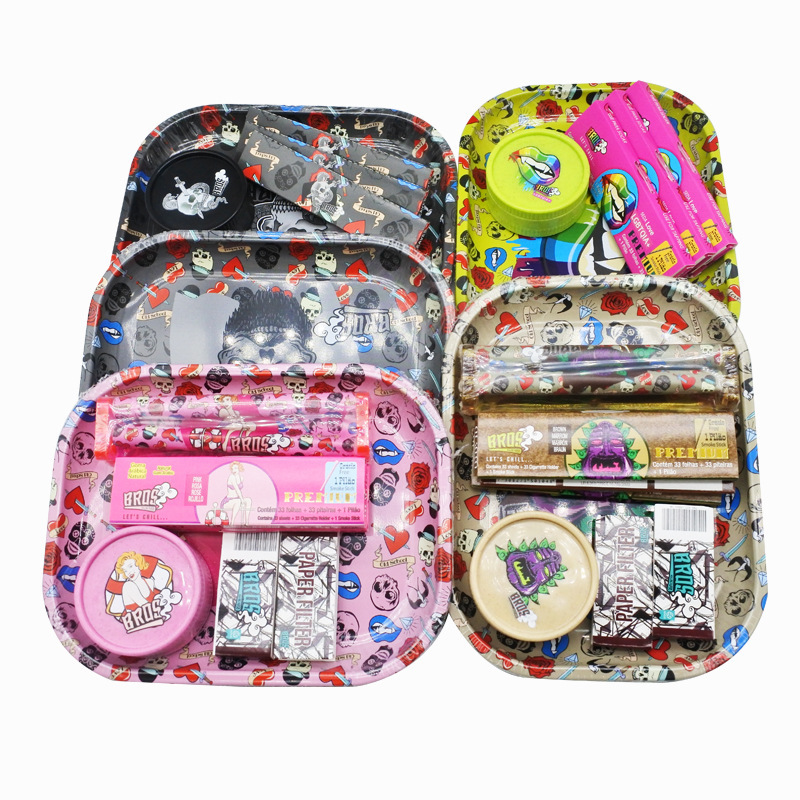 Cross-border hot-selling biodegradable color manual cigarette tray tray cigarette grinder suit two-layer plastic grinder