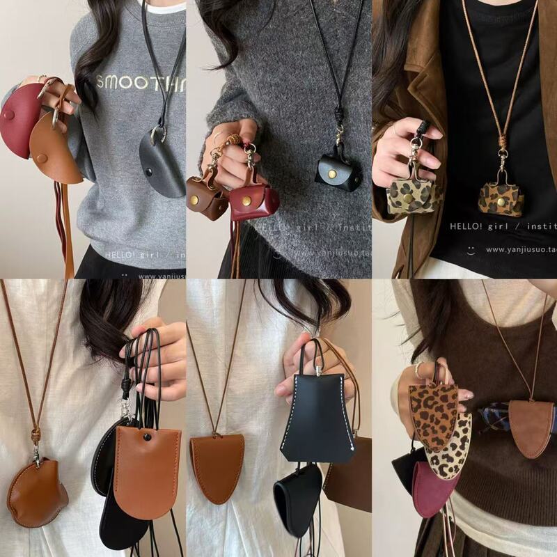 South Korea blogger fever with small cute coin purse pendant necklace magnetic leather glasses clip neck chain