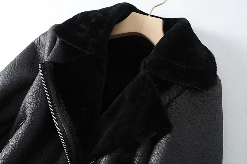 Y2K 2024 Fréijoer Hierscht Neit Produkt Dammemoud Street Style Casual Kuerzmantel mat Pelz a Lieder M2_voghion.com