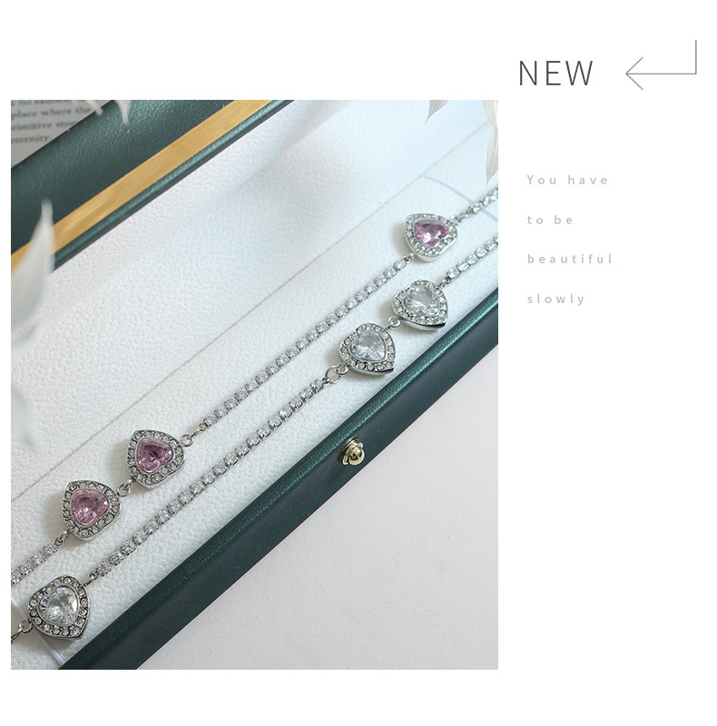 Fashion Heart Shape Titanium Steel Plating Inlay Zircon Necklace 1 Piece