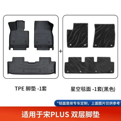 Trunk Mats, Special Car-Specific Tpe – Modelə uyğun ayaqaltı - double-layer-black-tpe-foot-pads-black-starry-sky-blanket