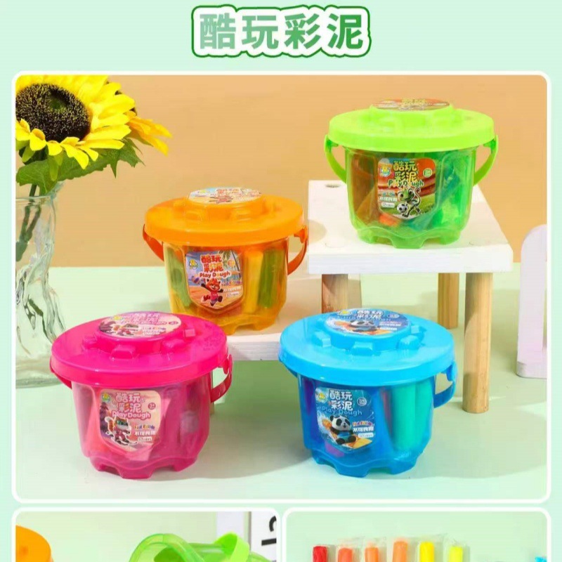 Arcillas de cristal hechas a mano DIY barril de dibujos animados arcilla barro de goma barro de trigo barro de 12 colores juguetes de puzzle barro de color para niños image 3