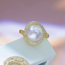 DIY配件 S925纯银轻奢时尚珍珠蜜蜡戒指空托 半成品手饰指环戒托