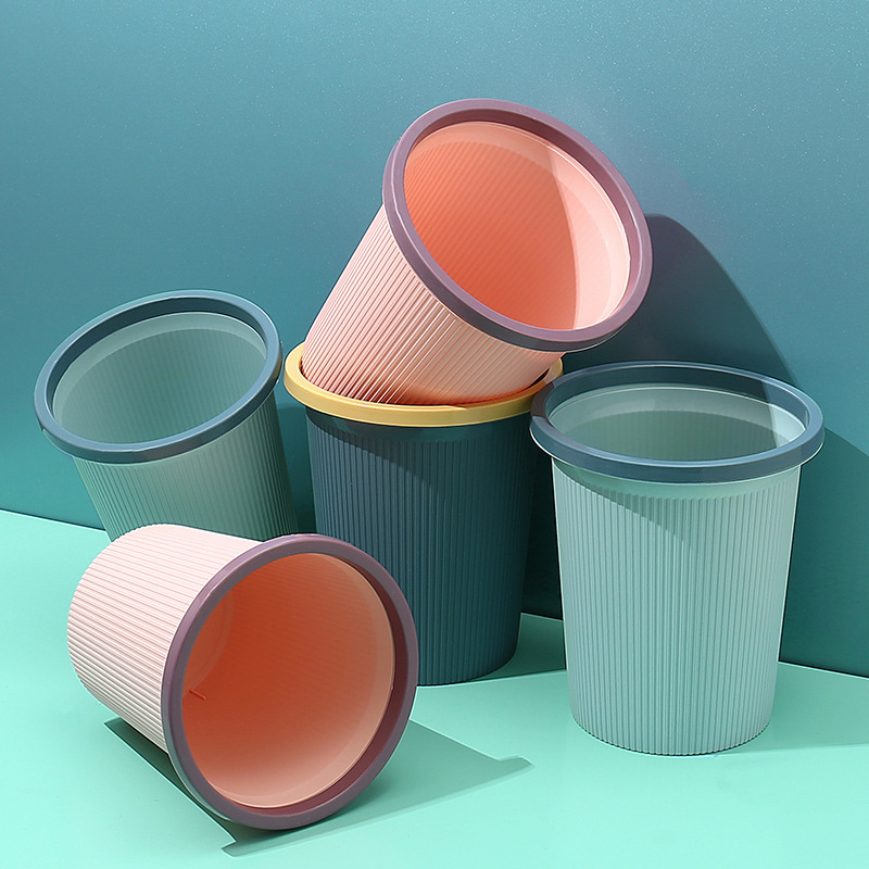 Basura doméstica de plástico inodoro canasta de basura de baño sala de estar creativa simple anillo de contenedor personalizado