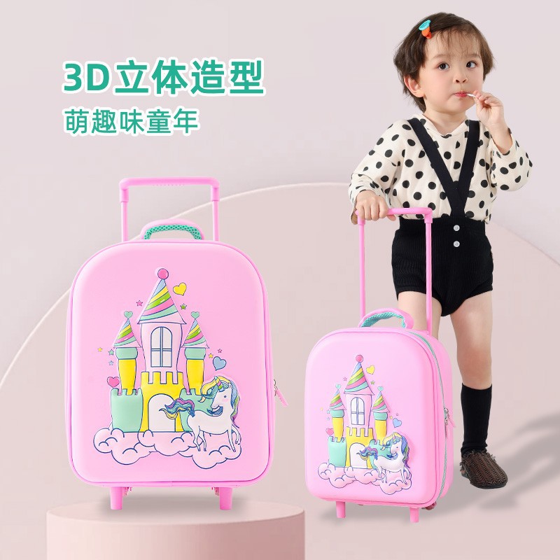 Children's Cartoon Trolley Case 3D Cute Princess and Prince Style Lightweight Waterproof EVA Luggage for Kindergarten Travel